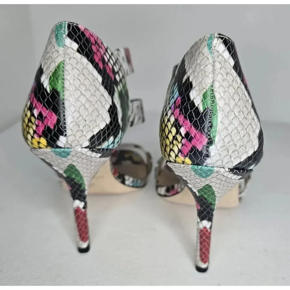 Antonio Melani Verene Snakeskin Sandals Multicolor Strappy Heels 7M Shoes